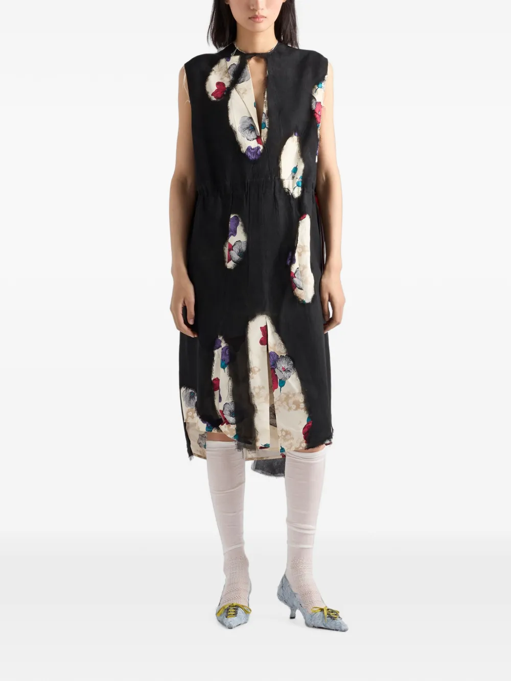 Prada Devoré georgette jurk Zwart