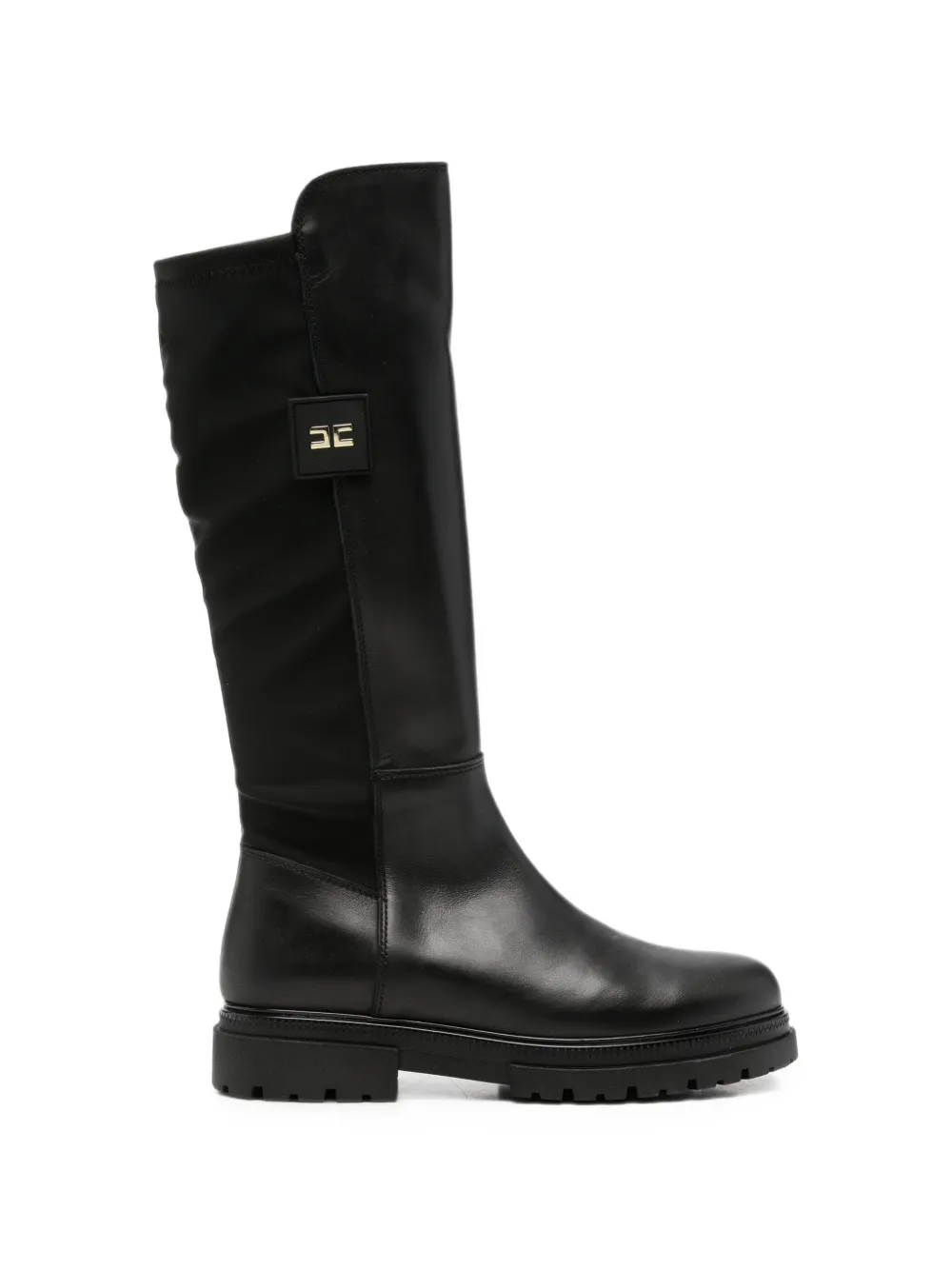 Elisabetta Franchi Kids logo-plaque knee-high boots Zwart