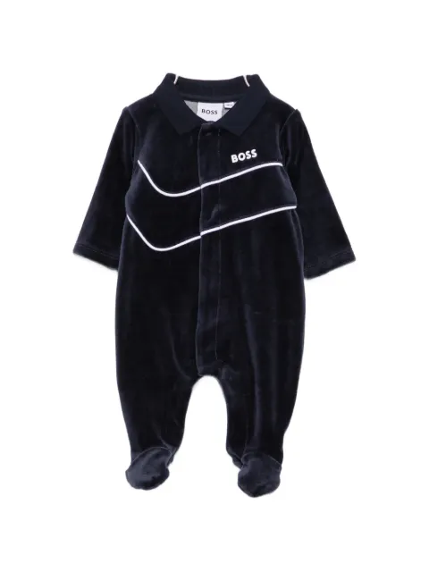 BOSS Kidswear logo-print velour pajamas