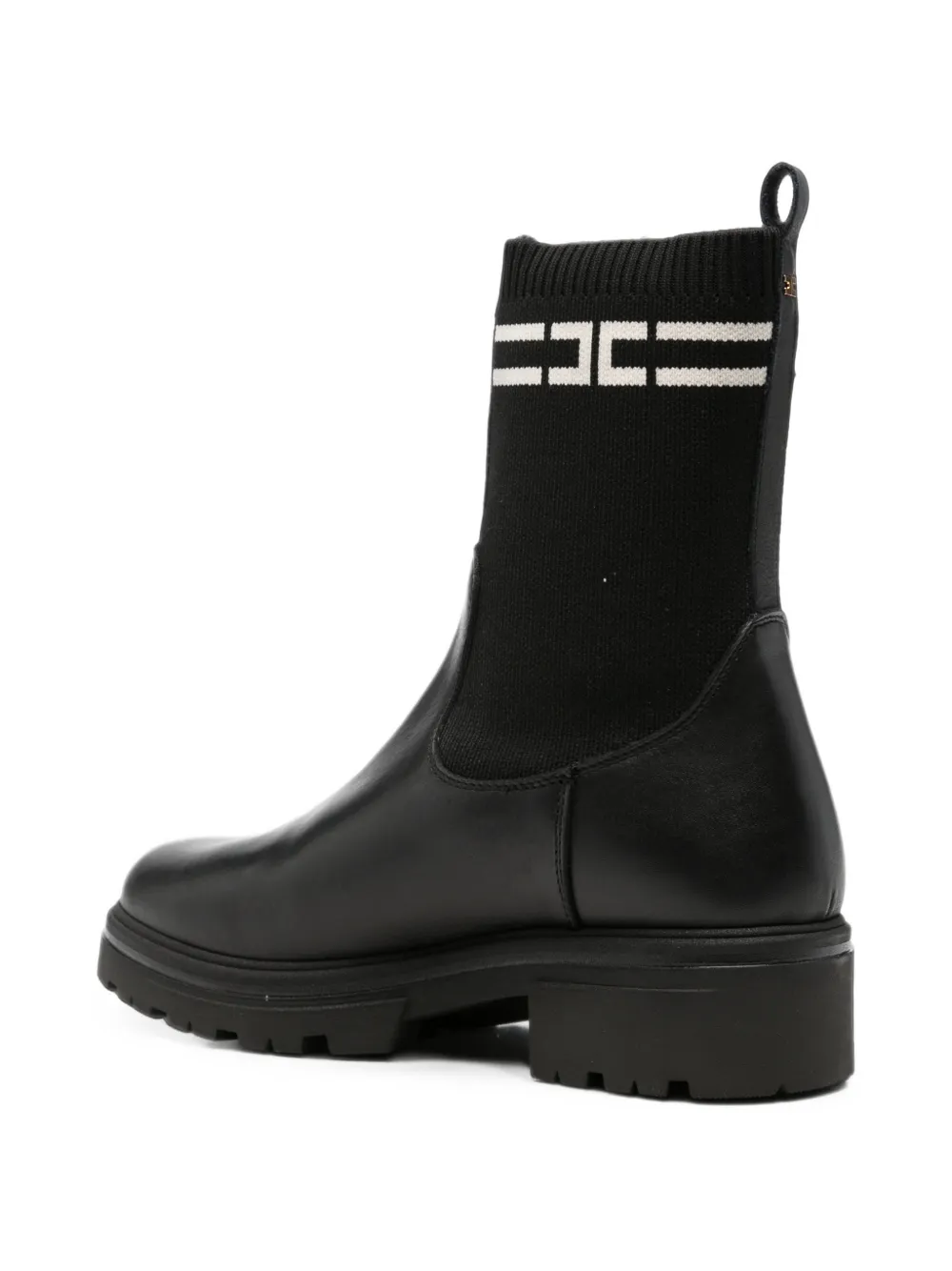 Elisabetta Franchi Kids Gebreide enkellaarzen met logo Zwart