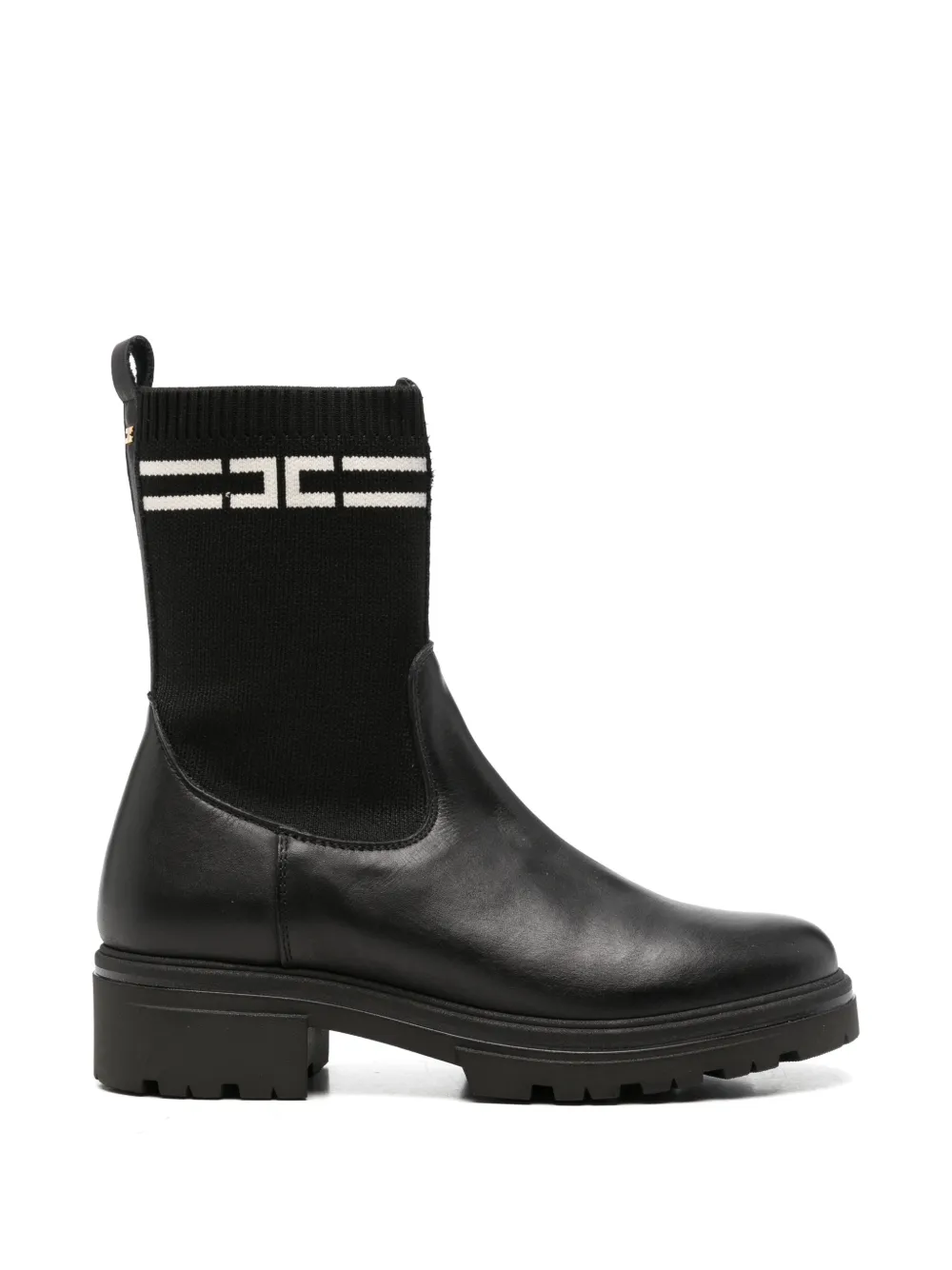 Elisabetta Franchi Kids logo-knit ankle boots - Nero