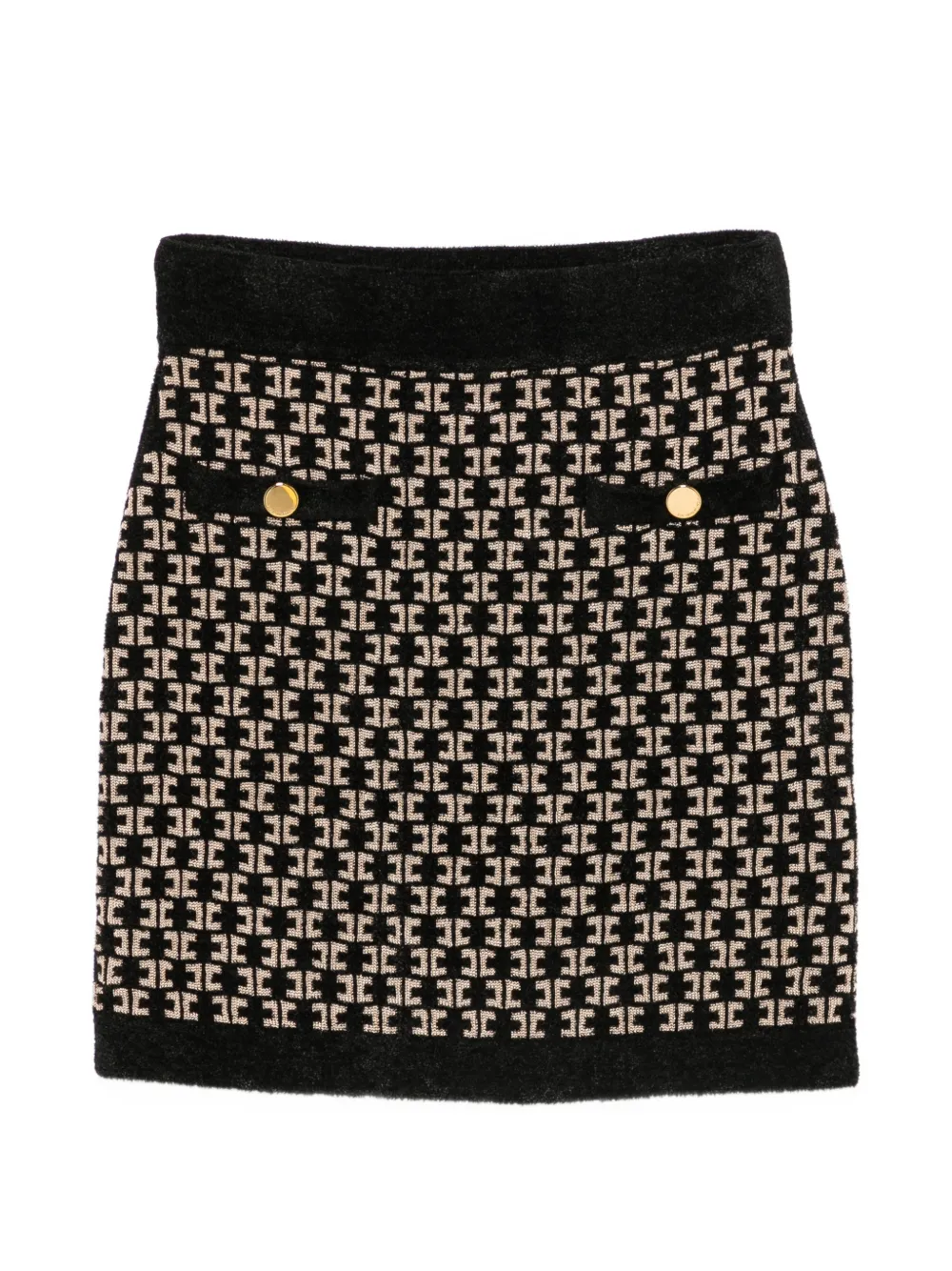 Elisabetta Franchi Kids monogram-pattern button-detail skirt - Nero