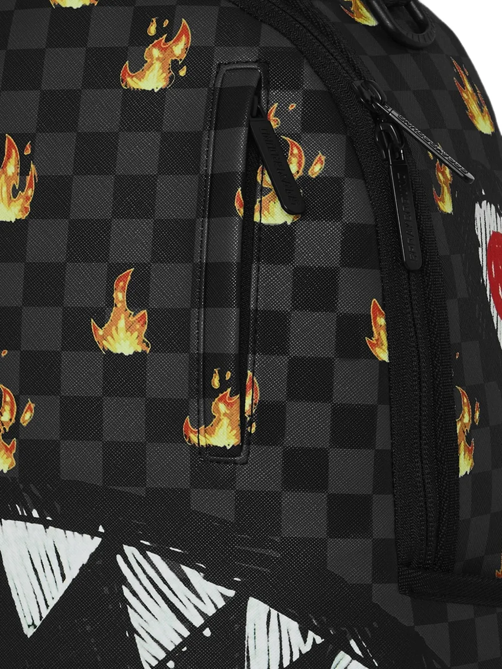 sprayground kid Geruite rugzak met vlammenprint Zwart
