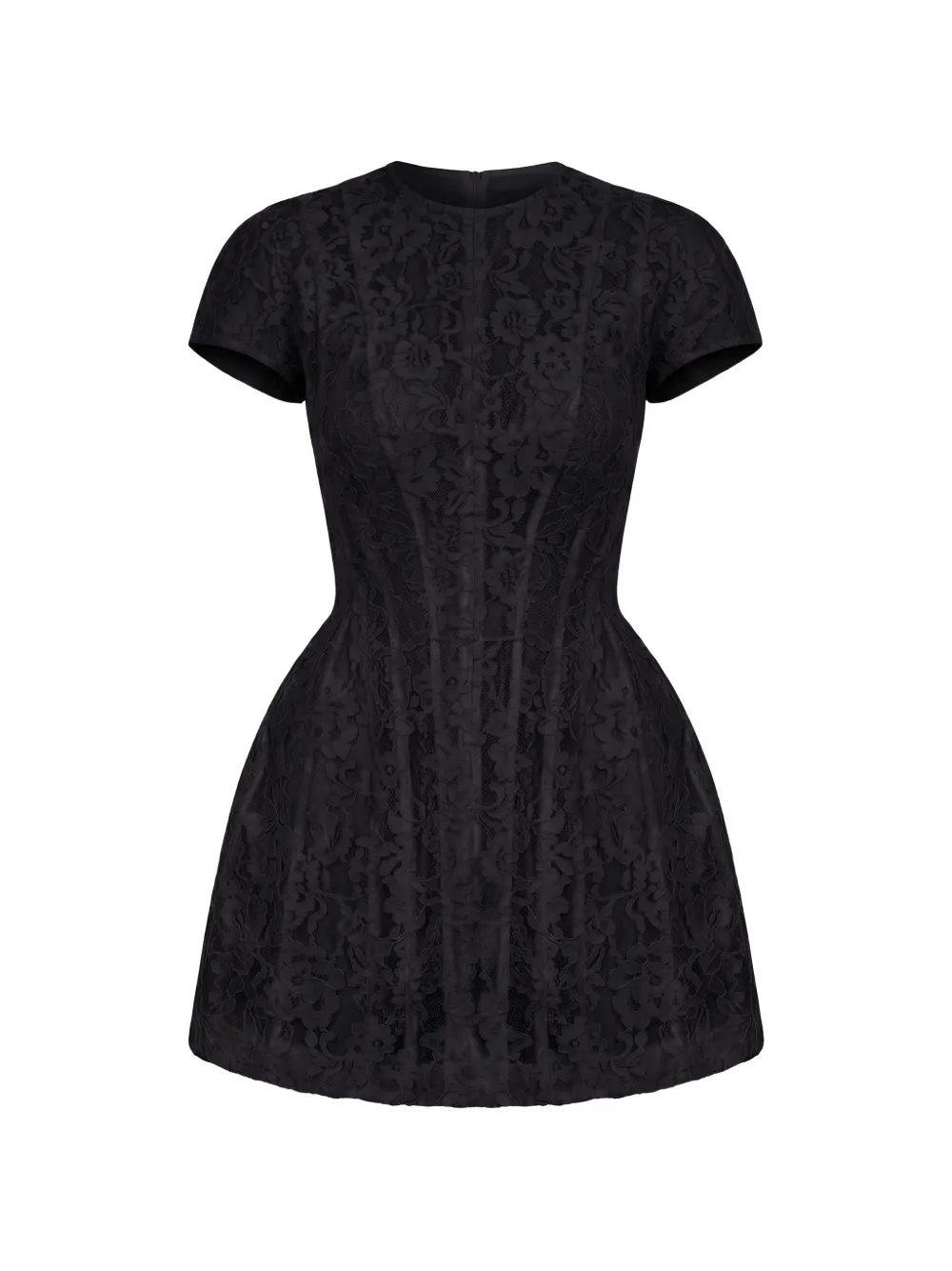 POST MERIDIEM lace-overlay sculpted-silhouette mini dress