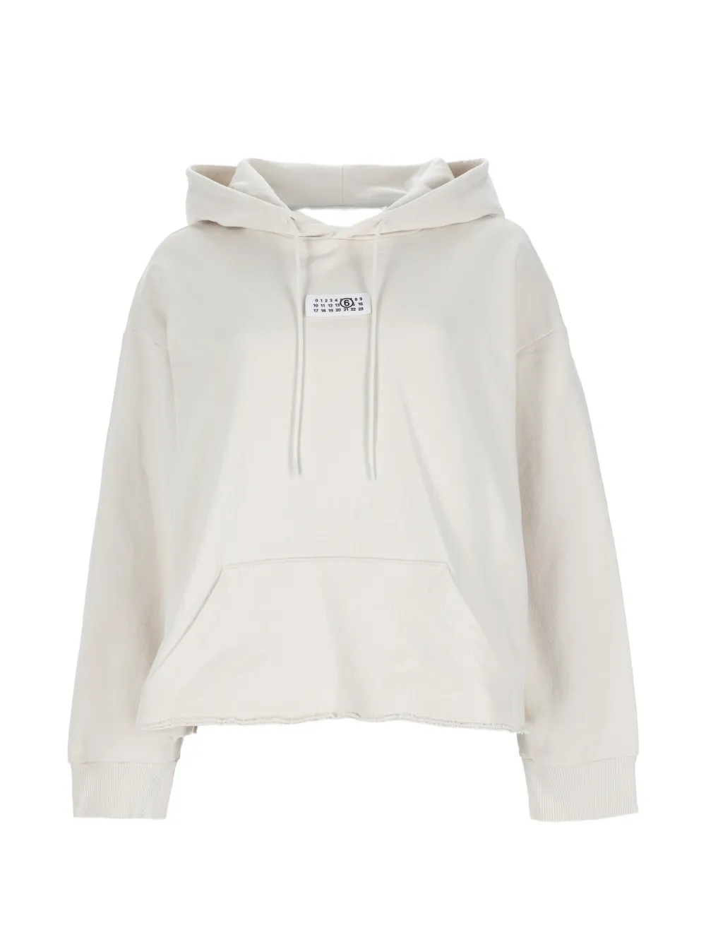 MM6 Maison Margiela logo-patch raw-cut hoodie Beige