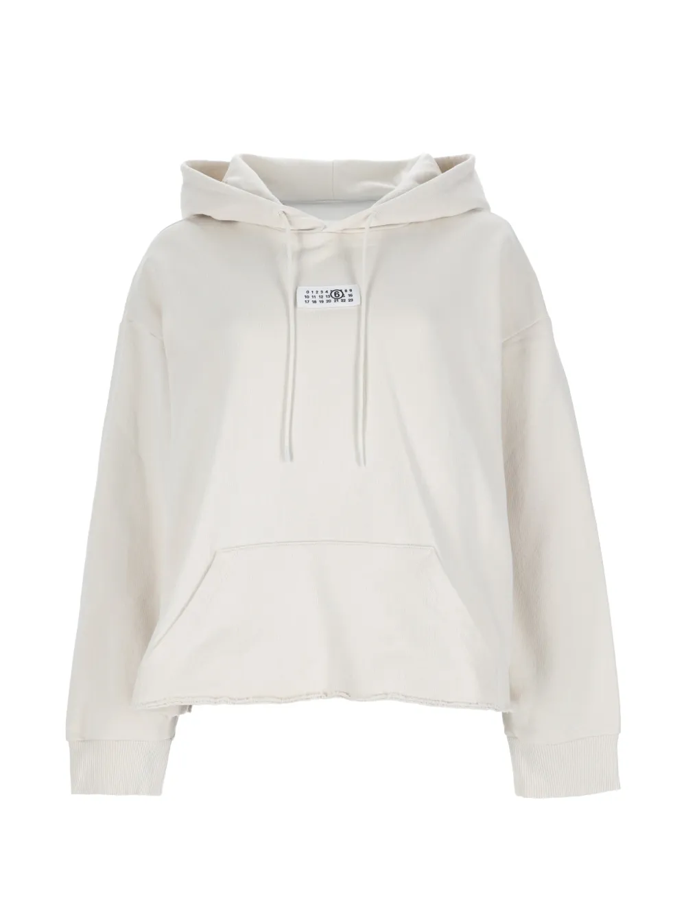 MM6 Maison Margiela logo-patch raw-cut hoodie - Neutrals