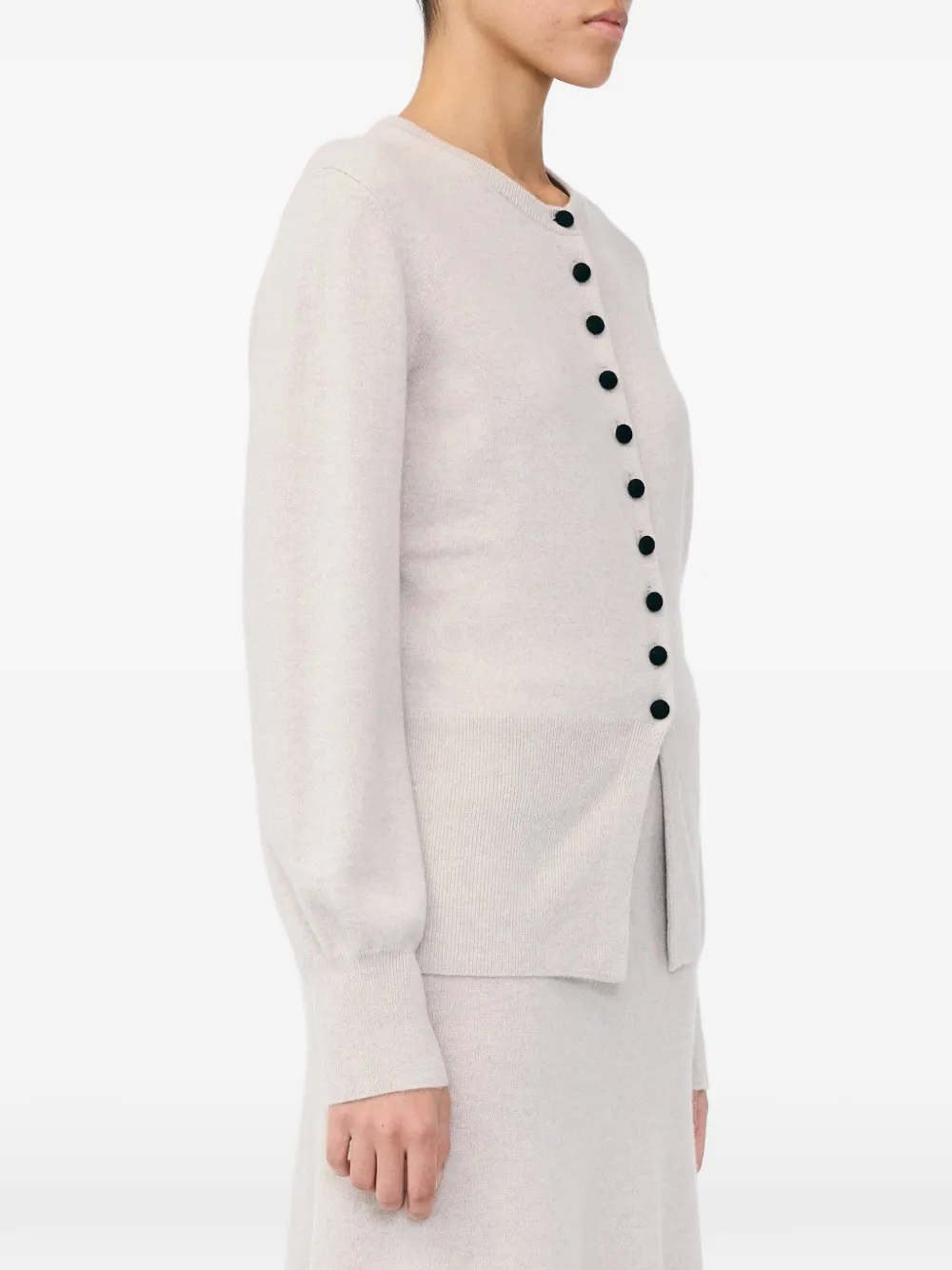 Lisa Yang Maven ribgebreid button-up vest Beige