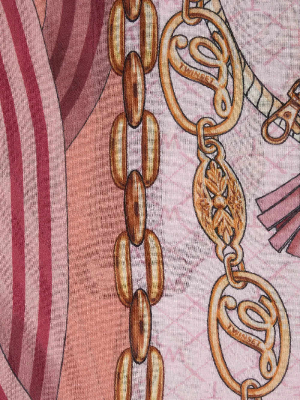 TWINSET Gestreepte sjaal met kettingprint Roze