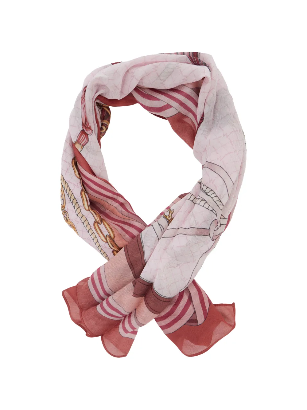 TWINSET Gestreepte sjaal met kettingprint Roze