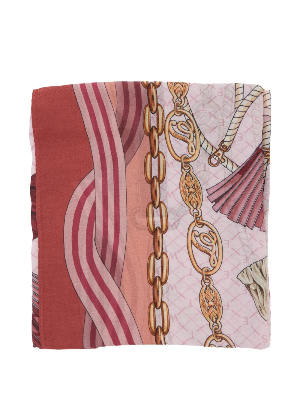 TWINSET chain-print striped scarf - Rosa