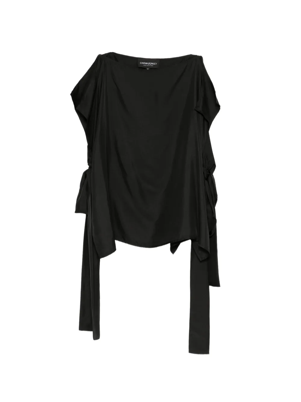 Cynthia Rowley Tie-fastening Boat-neck Top In Black