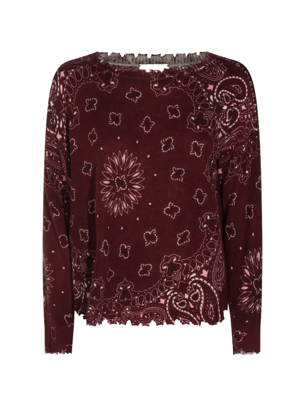 kujten paisley-print frayed-edge sweater