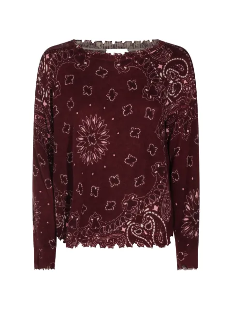 kujten paisley-print frayed-edge sweater