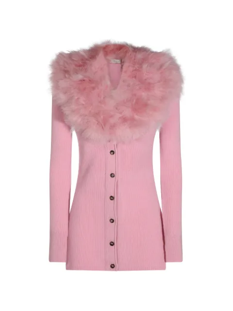 Blumarine feather-trim virgin wool cardigan