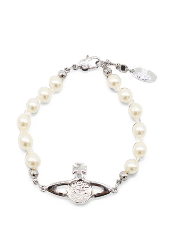 Vivienne Westwood Mini Bas Relief Pearl Bracelet | Silver | FARFETCH