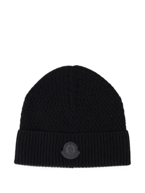 Moncler logo-patch weave beanie hat