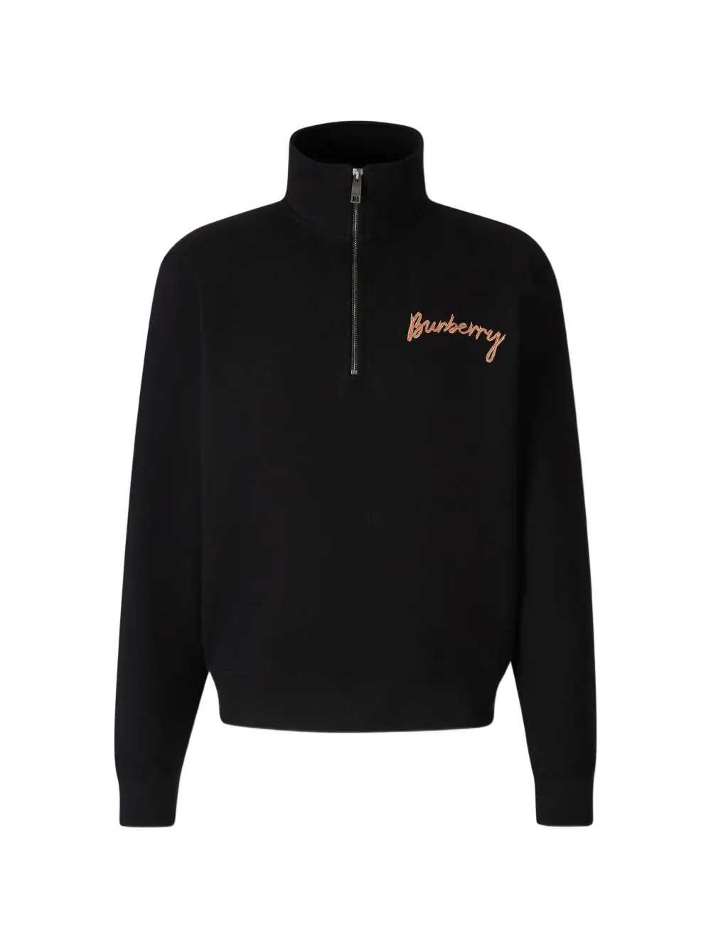 Burberry logo-embroidered half-zip sweater - Schwarz