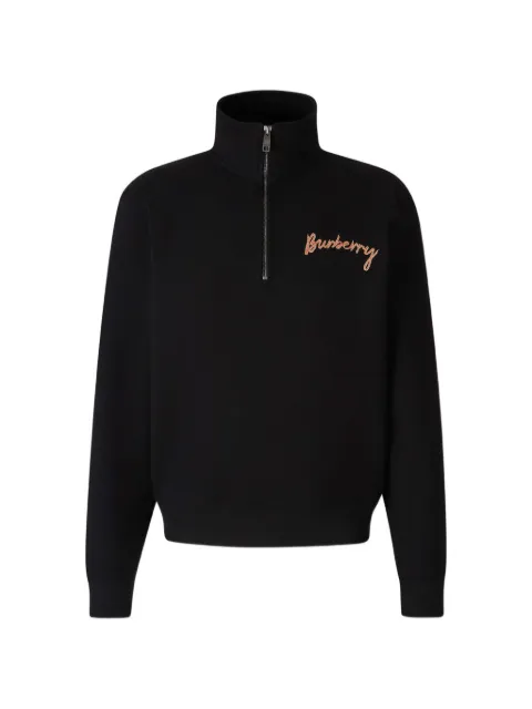 Burberry logo-embroidered half-zip sweater