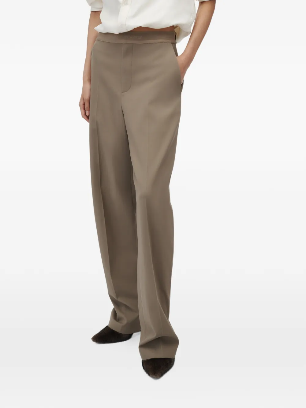 Alexander Wang Pantalon met logo tailleband Beige