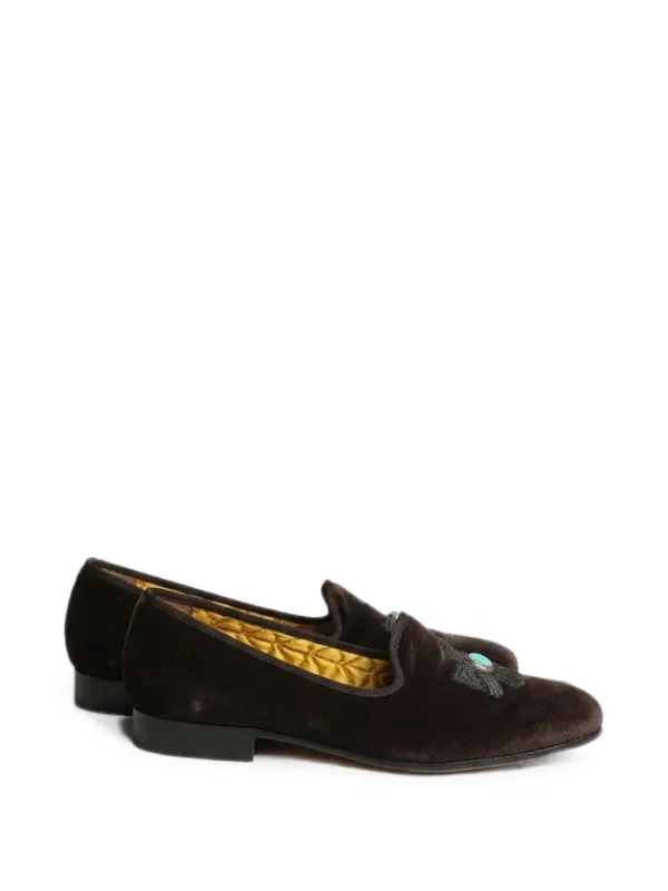 Fortela Broadway Thunderbird Embroidered Loafers in Brown