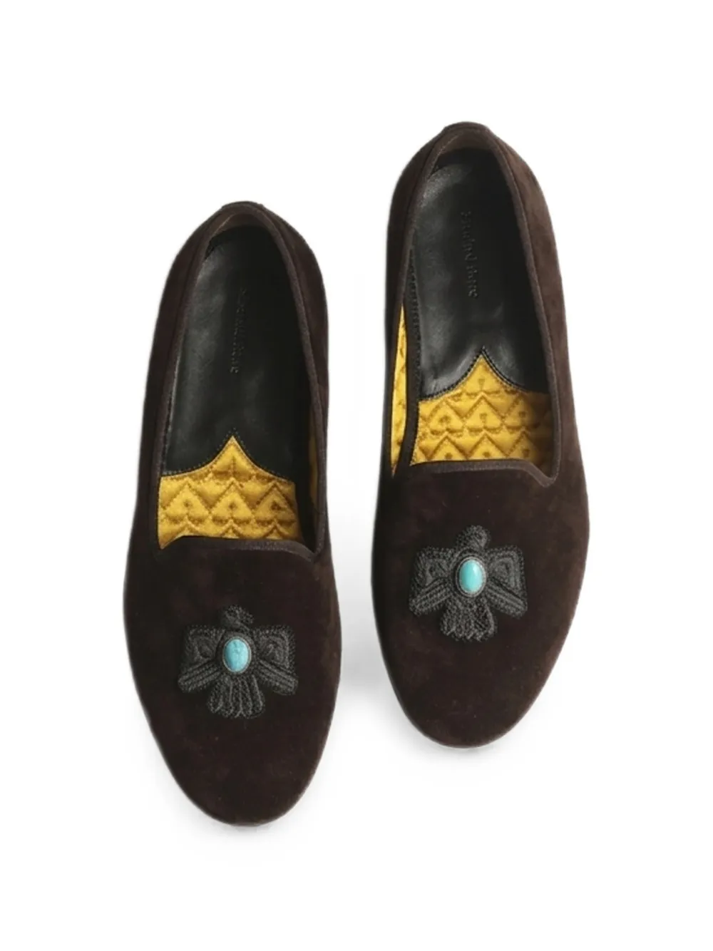 Fortela Broadway Thunderbird Embroidered Loafers in Brown, view 2