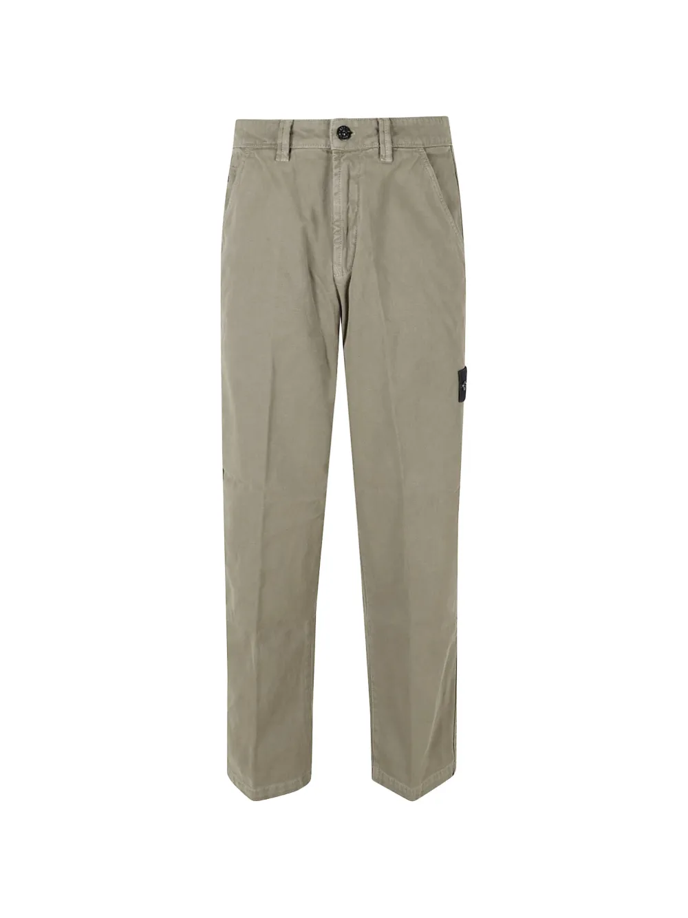 Stone Island 3100014 organic Panama-cotton 'OLD'-effect loose-fit chino trousers with snap pockets - Grün