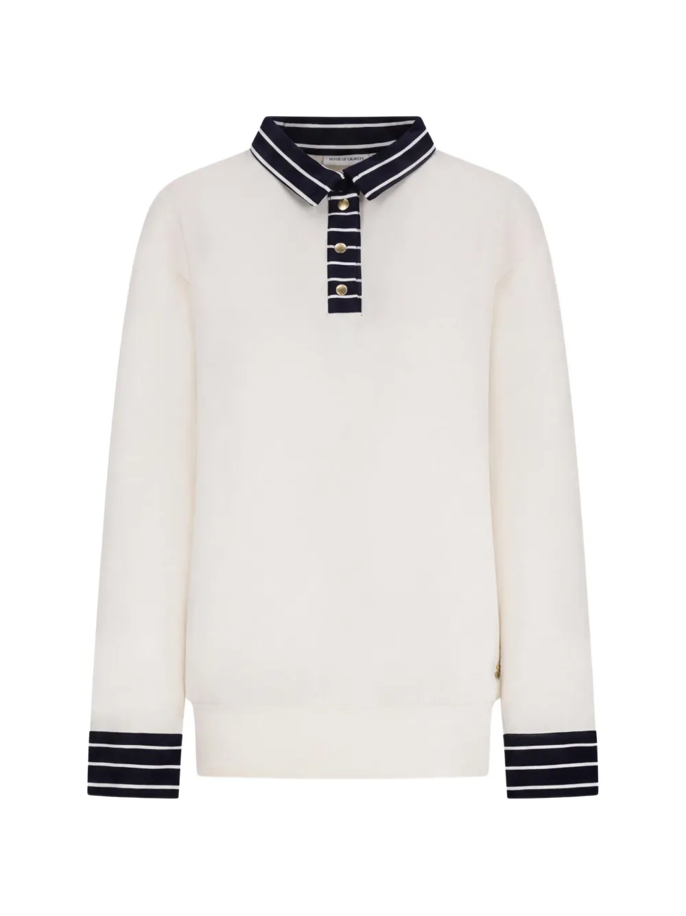 HOUSE OF GRAVITY long-sleeve striped-trim polo shirt - Toni neutri