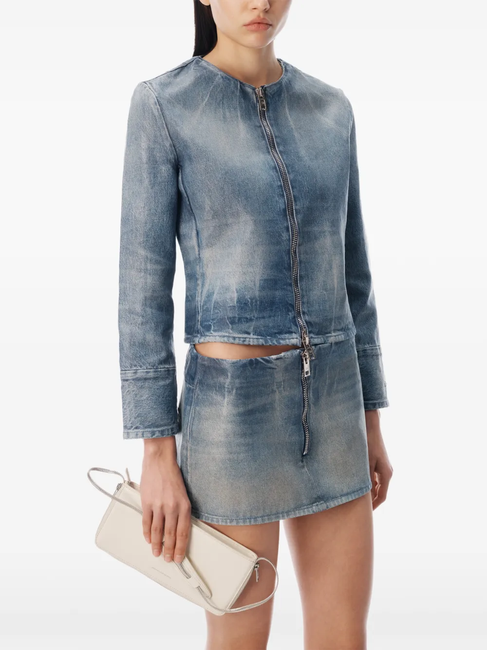 Alexander Wang Geglazuurde denim mini-rok Blauw