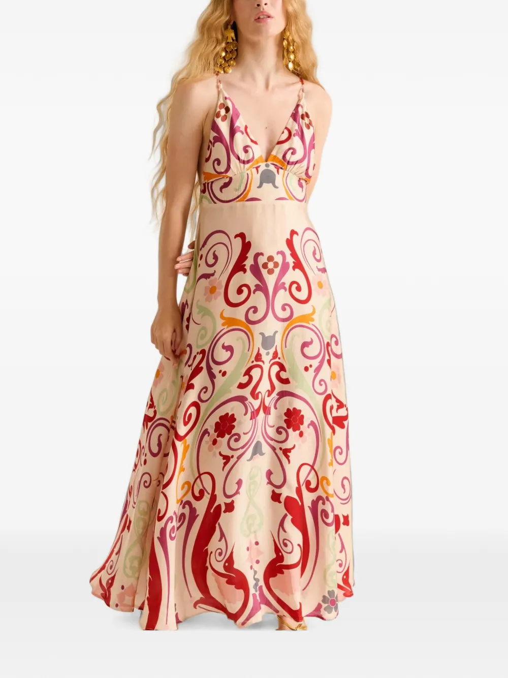 Carolina K Star maxi-jurk verfraaid met kralen en filterado-print Beige