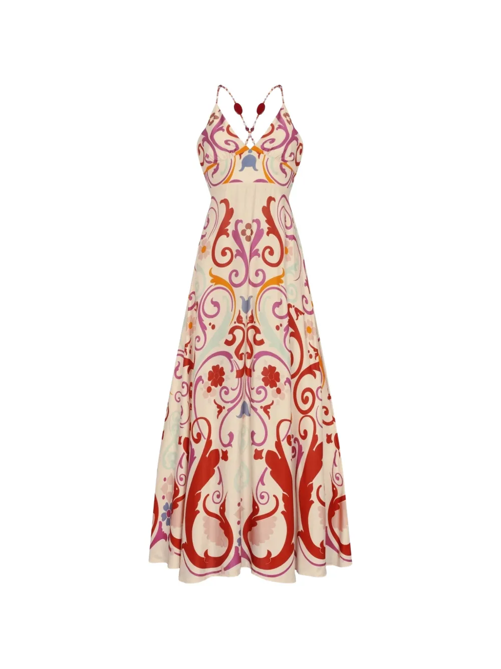 Carolina K Star bead-embellished fileteado-print maxi dress - Toni neutri