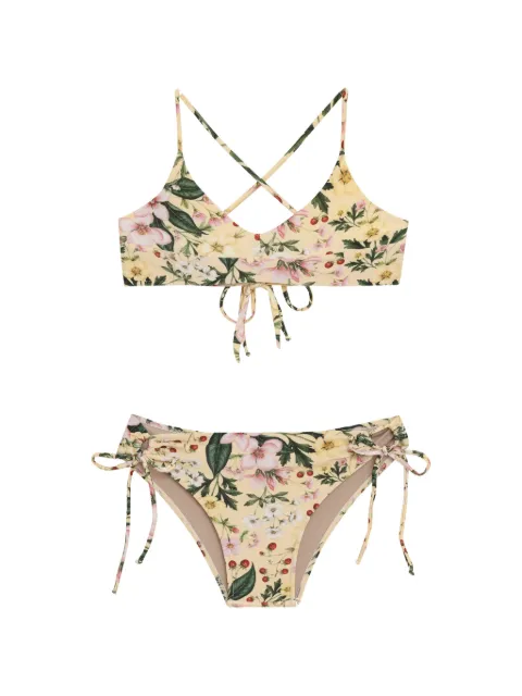 Triya Conjunto de biquíni Bow floral com amarração