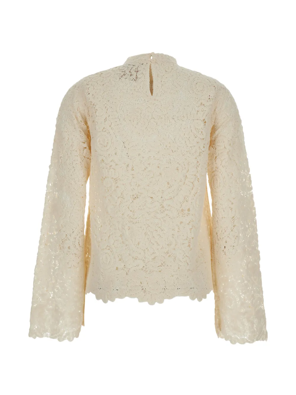Semicouture Blouse met hoge hals en kant Beige