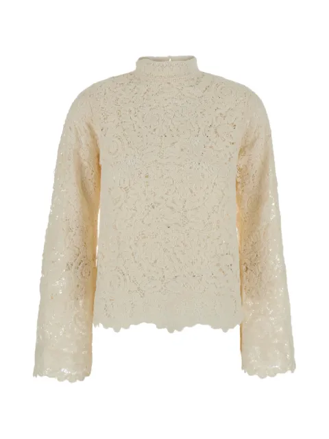 Semicouture lace high-neck blouse