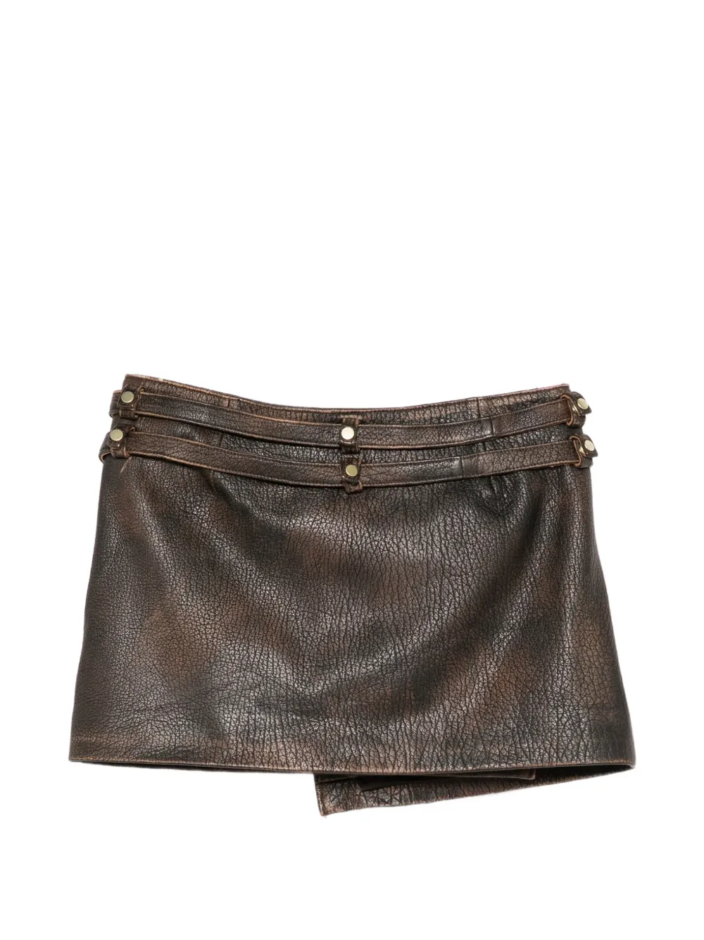 Cynthia Rowley Winona leren wikkelrok Bruin