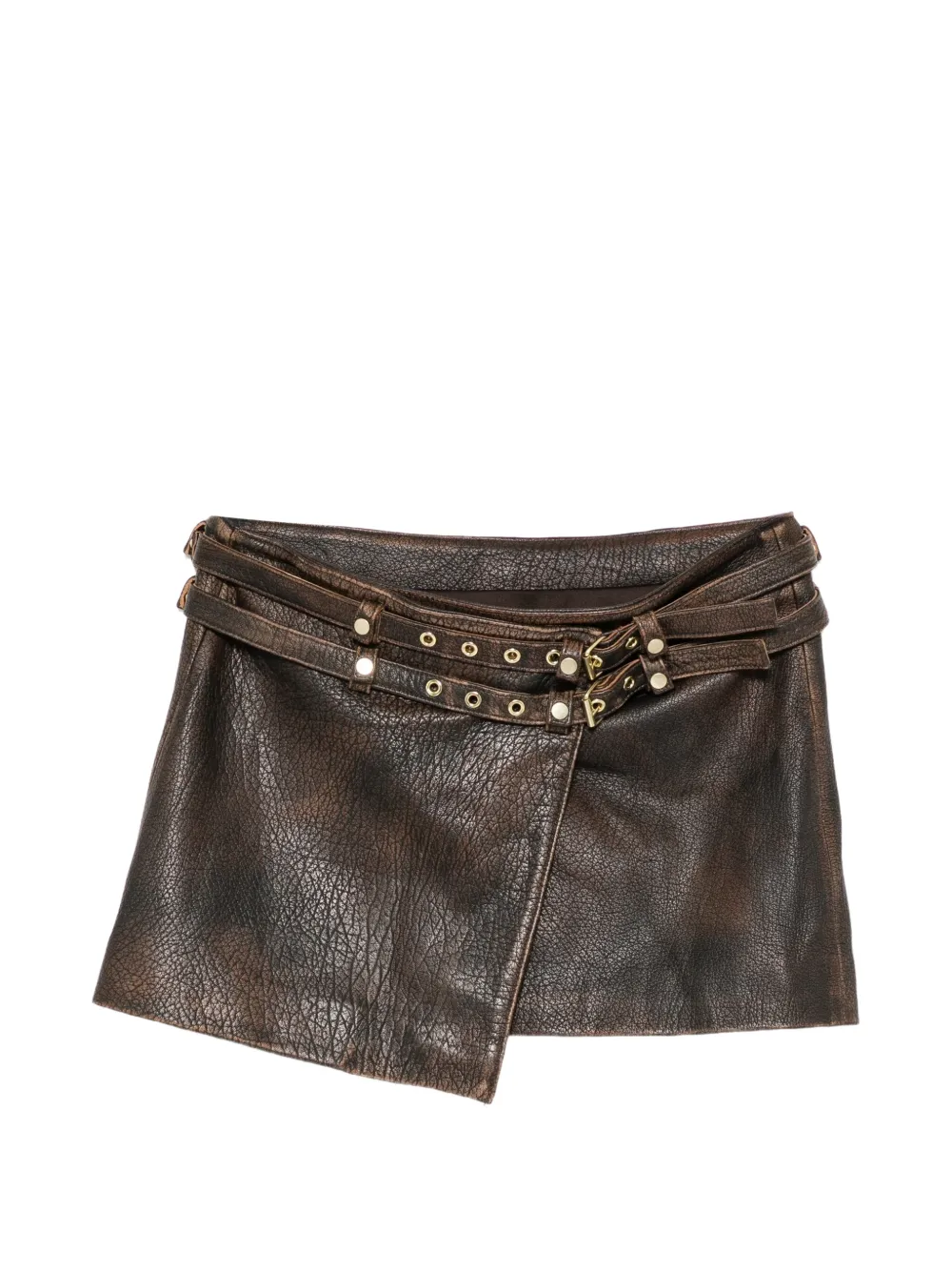 Cynthia Rowley jupe portefeuille winona en cuir - Marron Cynthia Rowley jupe portefeuille winona en cuir - Marron