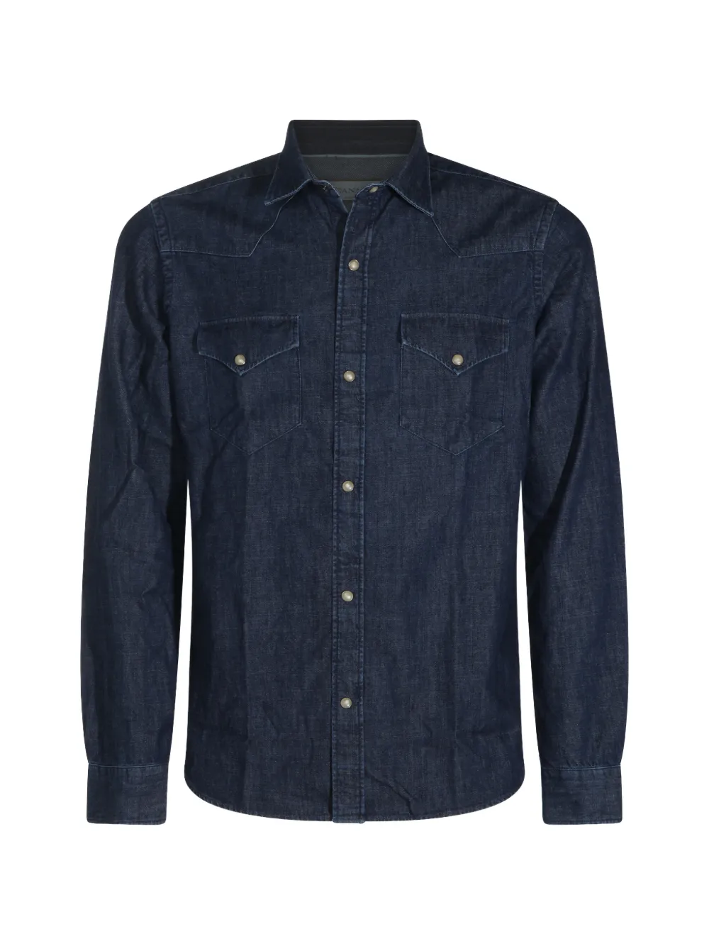 Canali Western-style Denim Shirt In Blue