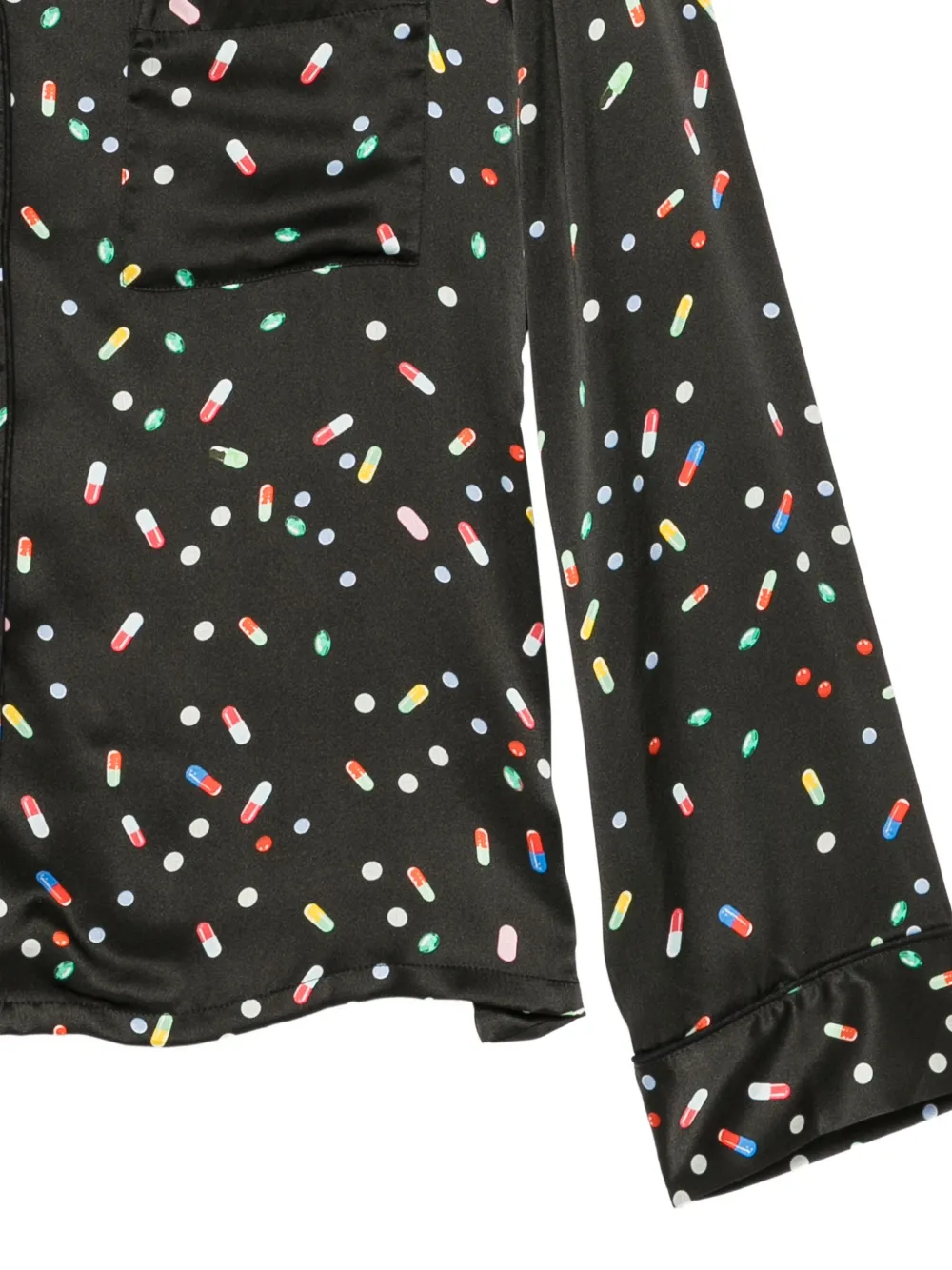 Cynthia Rowley Zijden blouse met pil-print Zwart