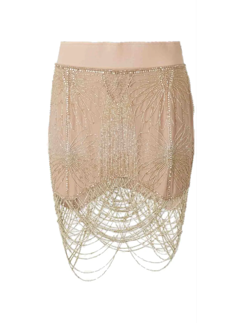 The Attico bead-embellished Petite Chandelier mini skirt - Nude
