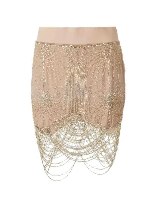The Attico Bead-embellished Petite Chandelier Mini Skirt in Neutrals