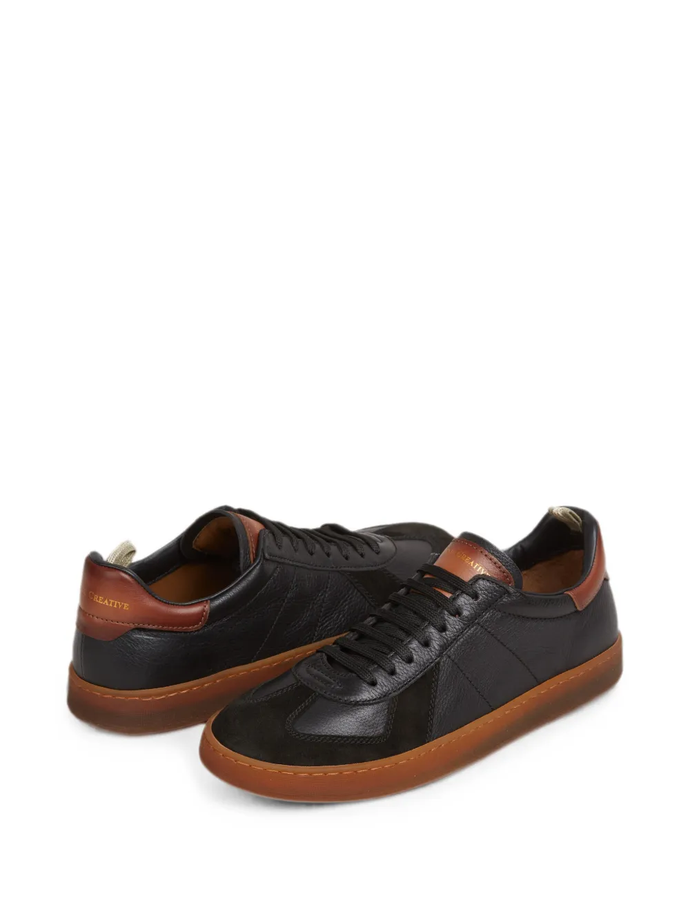 Officine Creative Militia 001 panelled leather sneakers Zwart