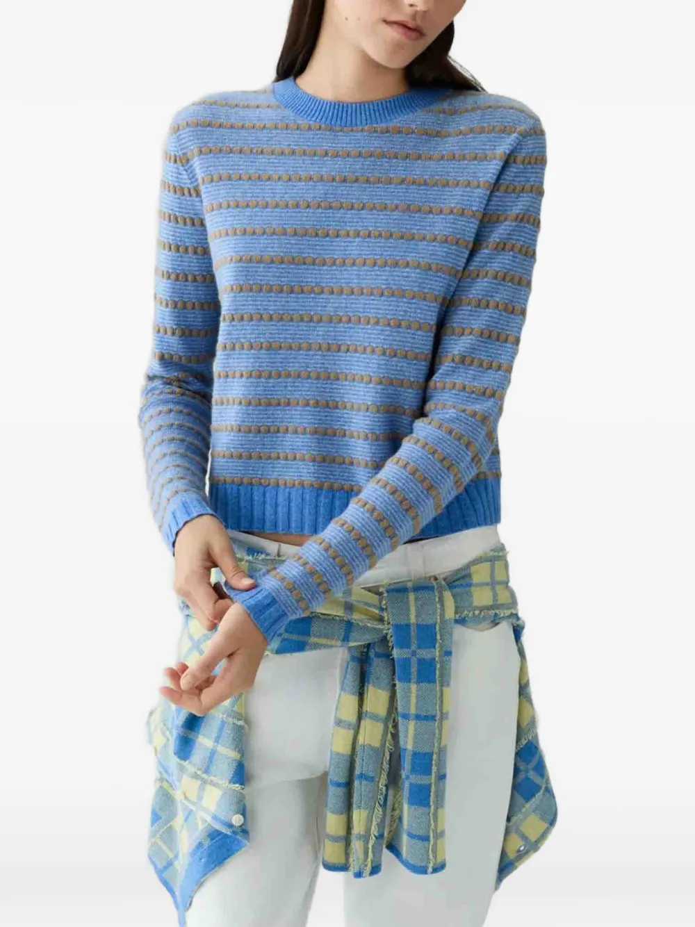 Guest In Residence Pebble striped cashmere sweater Blauw