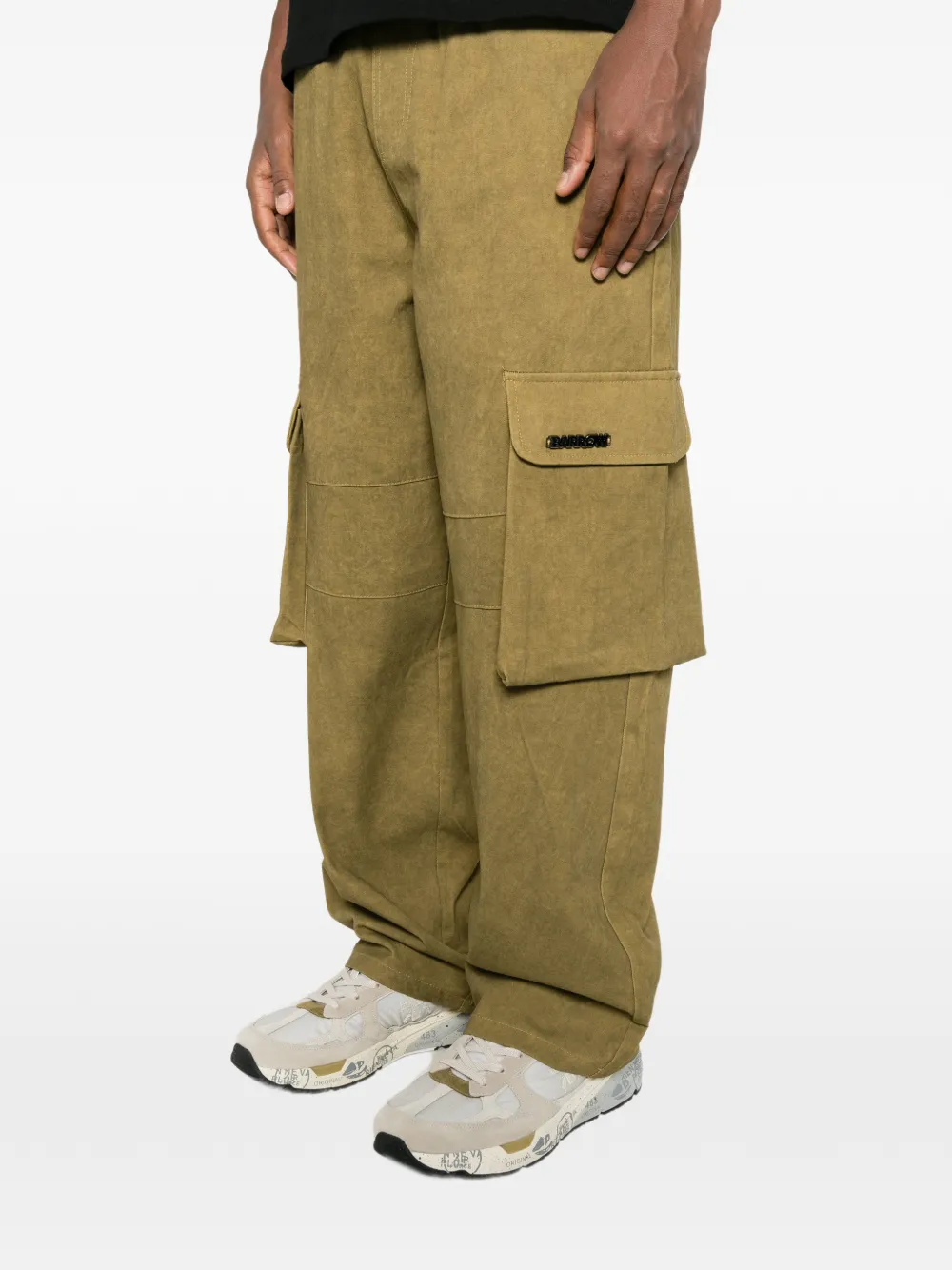BARROW logo-lettering cargo pants Groen