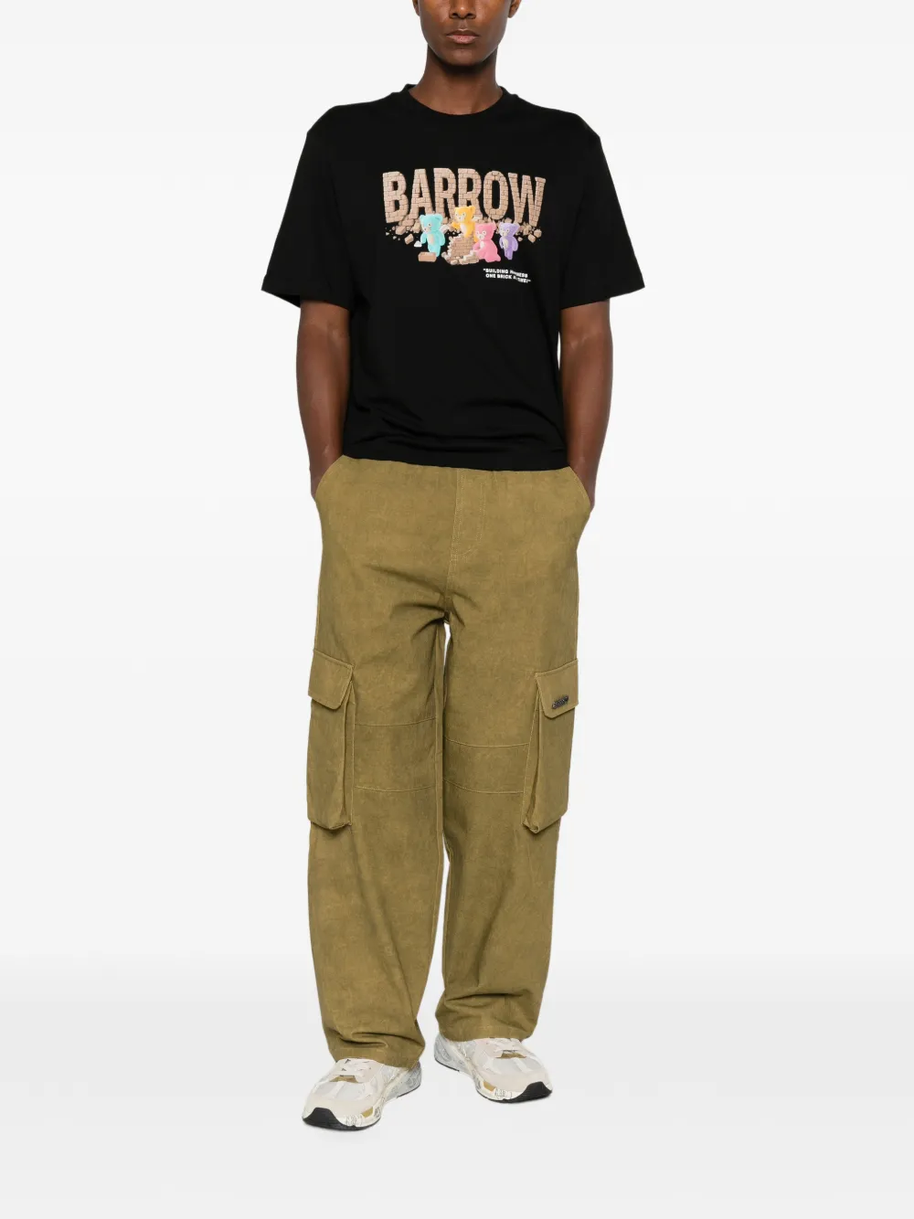BARROW logo-lettering cargo pants Groen