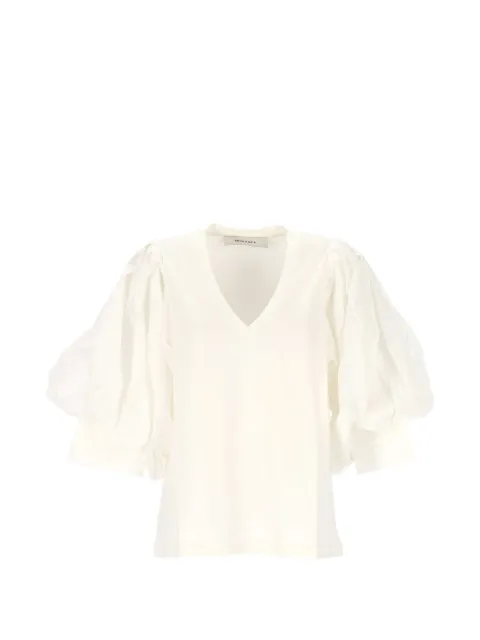 EMMA E GAIA V-neck puff-sleeve blouse