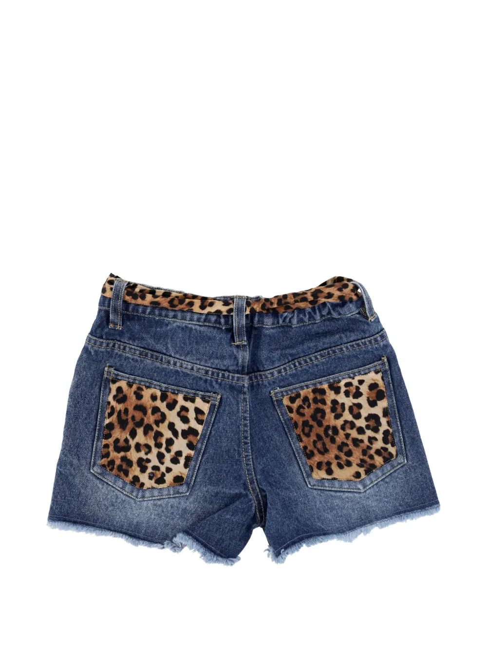 MC2 Saint Barth Kids Shorts met luipaardprint en riem Blauw