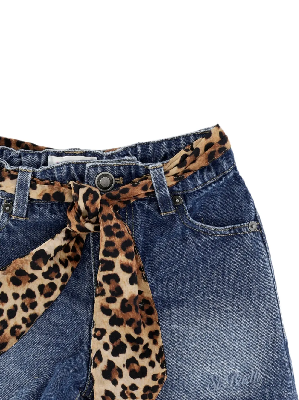 MC2 Saint Barth Kids Shorts met luipaardprint en riem Blauw