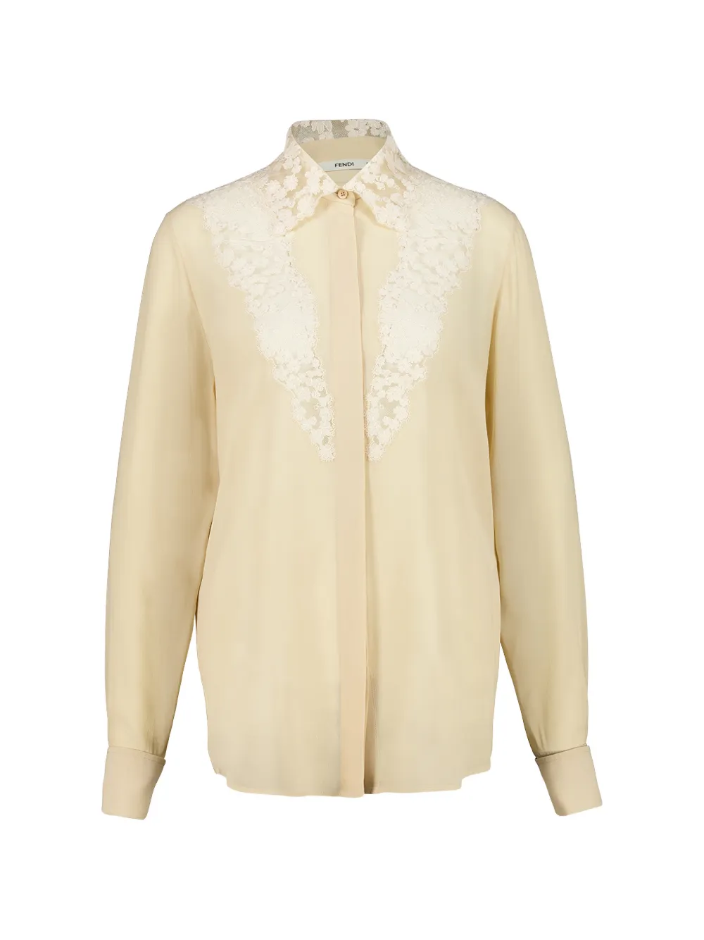 FENDI lace-trimmed silk shirt - Toni neutri