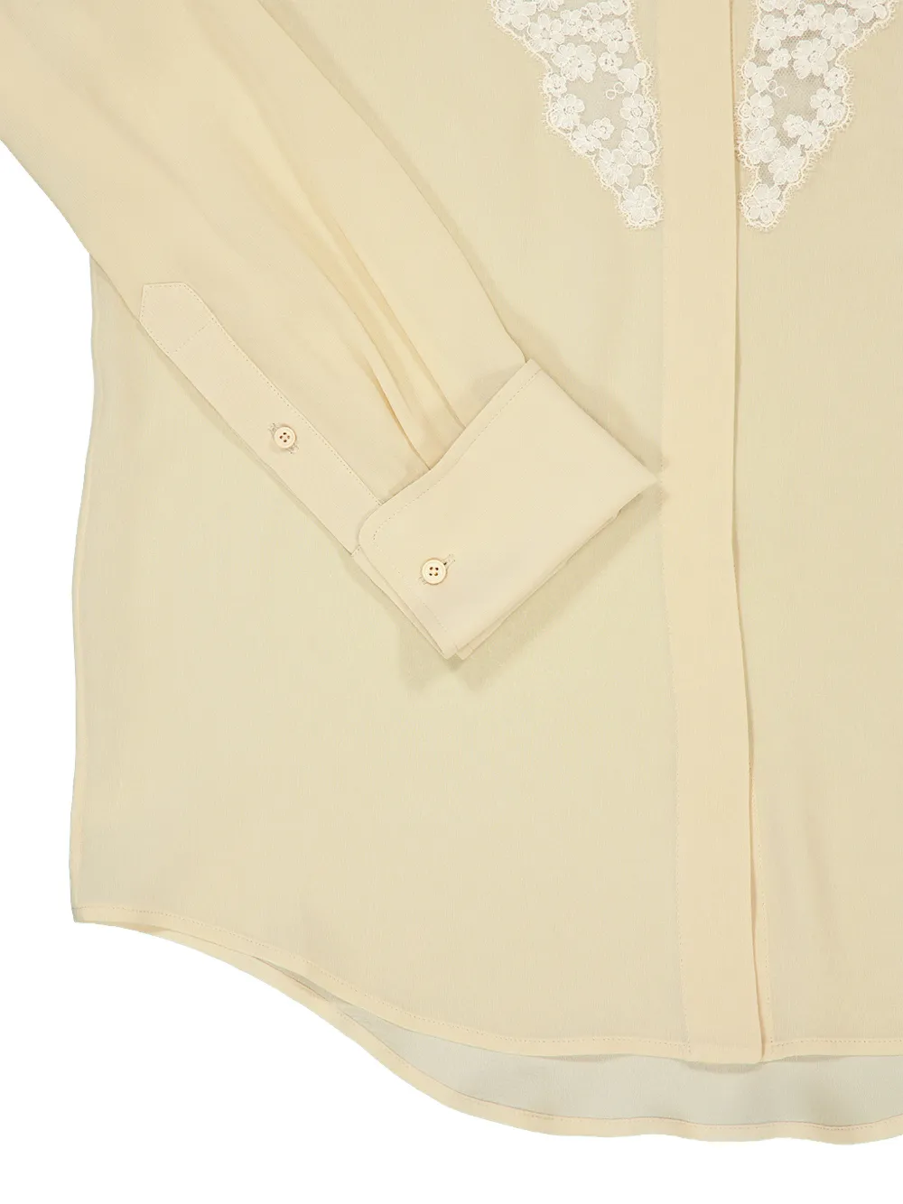 FENDI Zijden overhemd met afwerking van kant Beige