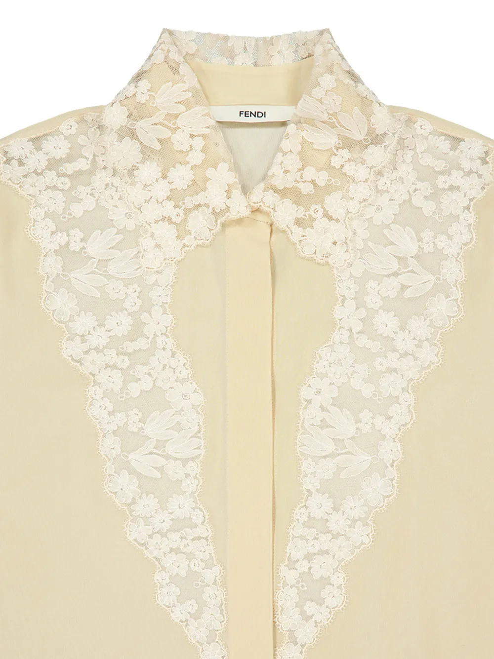 FENDI Zijden overhemd met afwerking van kant Beige