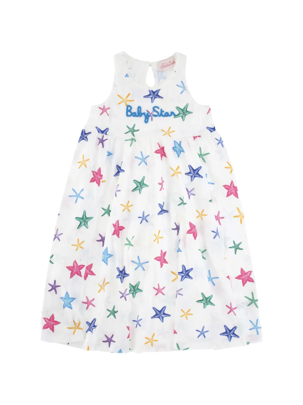 MC2 Saint Barth Kids robe brodée Masha à imprimé graphique - Blanc